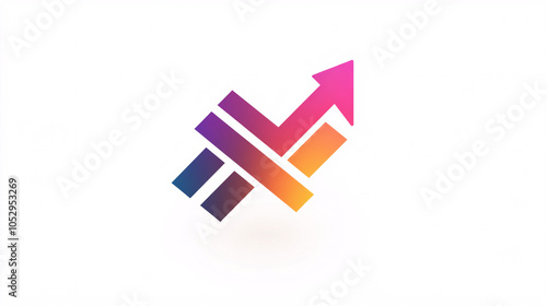 Free Download abstract arrow logo design graphic with gradient colors purple pink yellow and orange on white background - GFXLoad