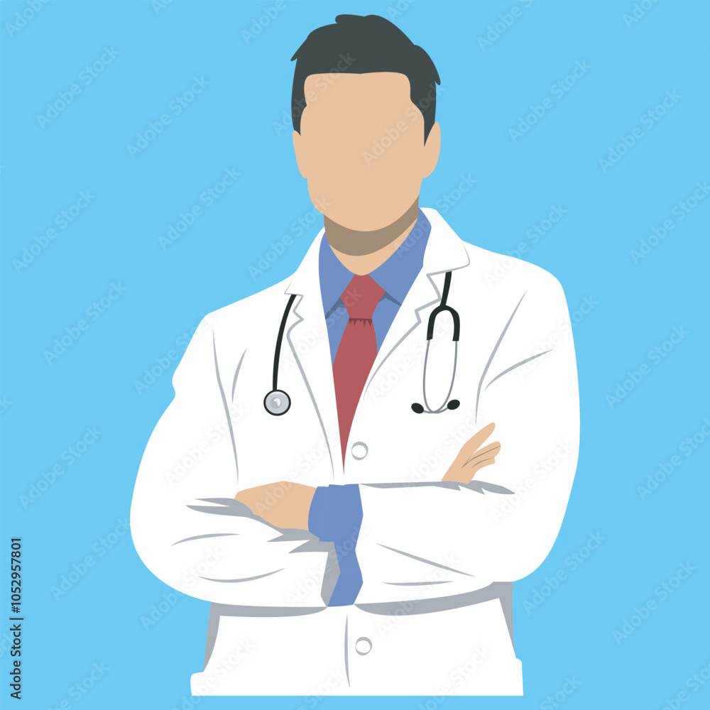 vector portrait of a male doctor complete with doctor's clothing vector portrait of a male doctor complete with doctor's clothing
