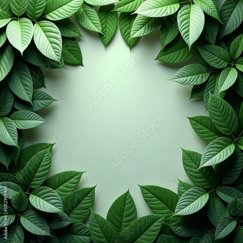 Green leafy border surrounds a white background