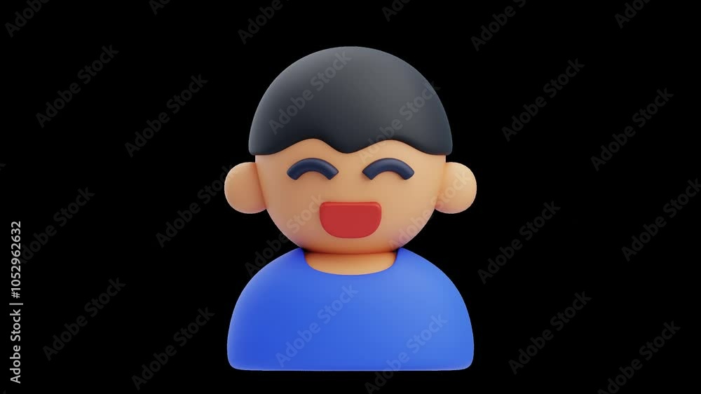 3D Animation of Happy Boy Character with a Bright Expression | Alpha Channel 3D Animation of Happy Boy Character with a Bright Expression | Alpha Channel