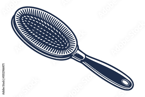  oval hairbrush with handle isolated on white background