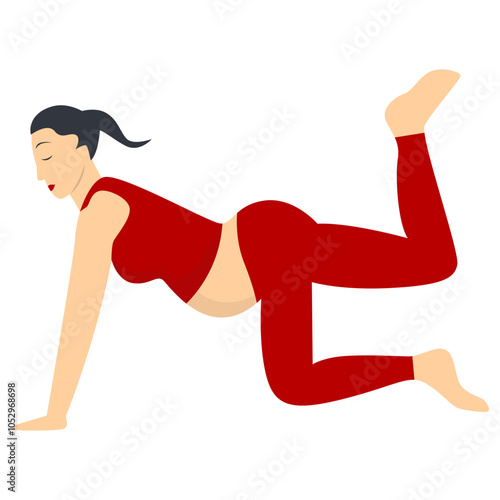 Pregnant Woman Yoga Illustration. Healthy Sport and Relaxation. Isolated Vector Cartoon.