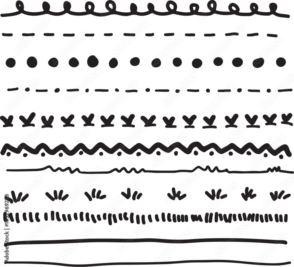 The black and white lines are drawn with a pencil. They are wavy and have a grassy texture The black and white lines are drawn with a pencil. They are wavy and have a grassy texture