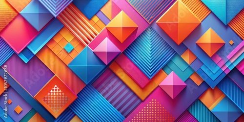 Abstract Colorful Geometric Pattern With Interlocking Shapes and Vibrant Hues