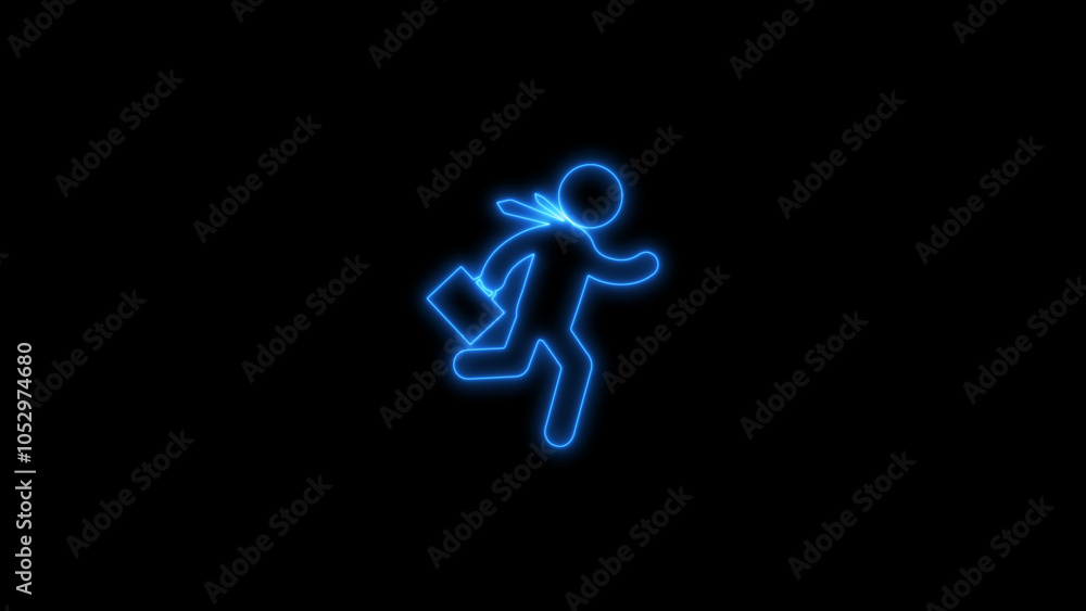 Vibrant Neon Line Art of a Late-Running Businessman: Dynamic Illustration of a Time-Pressed Corporate Professional Sprinting to the Office in Bold, Energetic Colors for Modern Business Themes Vibrant Neon Line Art of a Late-Running Businessman: Dynamic Illustration of a Time-Pressed Corporate Professional Sprinting to the Office in Bold, Energetic Colors for Modern Business Themes