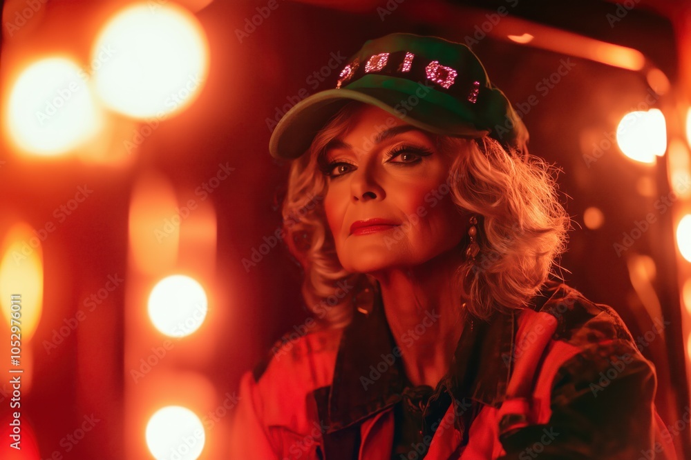 Mature Woman in Vibrant Red Lighting Mature Woman in Vibrant Red Lighting