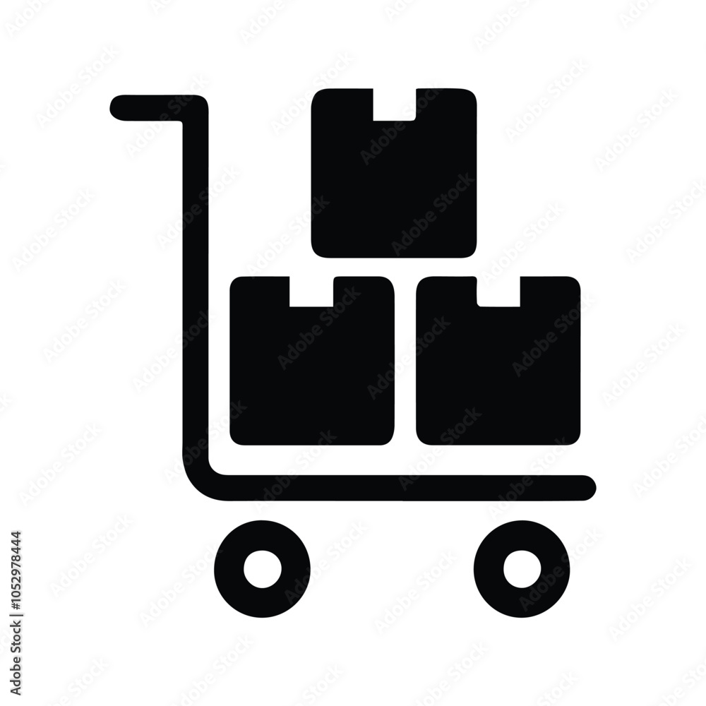 Trolley icon. With Box In Cart. Order Delivery Symbol. Customizable thin line illustration. Editable stroke. Trolley icon. With Box In Cart. Order Delivery Symbol. Customizable thin line illustration. Editable stroke.