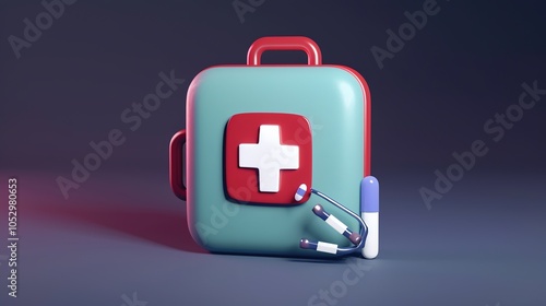 Medical 3D Icon - a precise and essential visual. The Medical 3D icon creates a professional and high-tech digital scene, representing the advanced aspects of the medical field. It showcases the impor photo