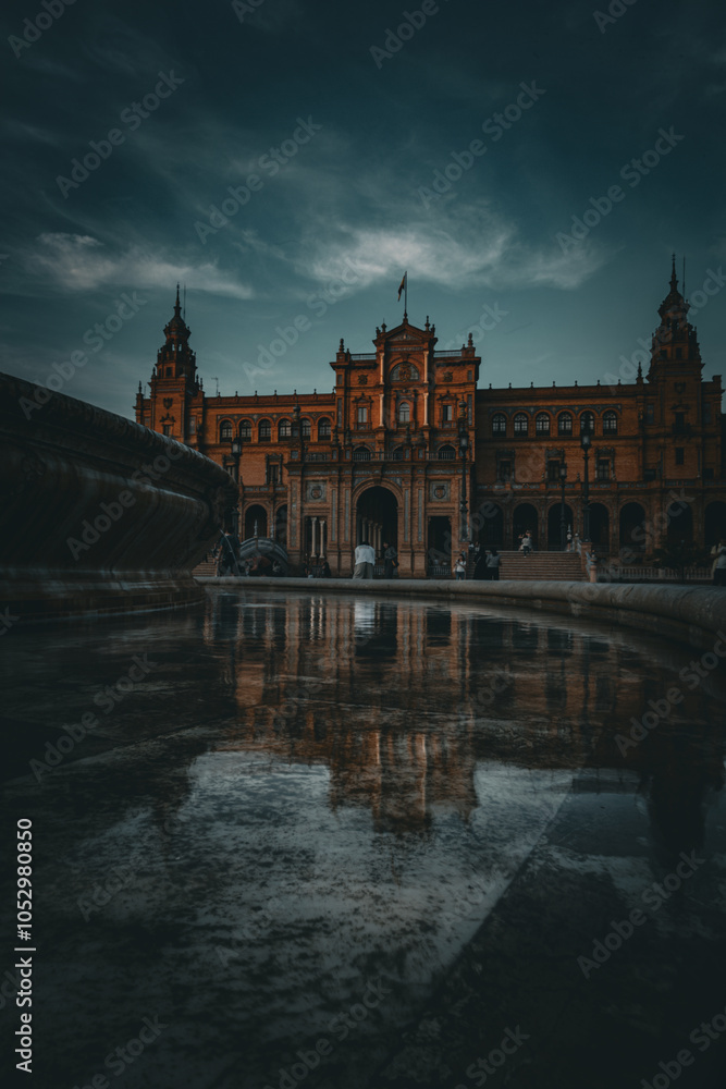 Fototapeta premium Couché de soleil sur la place d'Espagne de Séville 