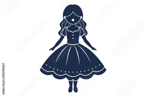 Doll in beautiful dress vector art illustration