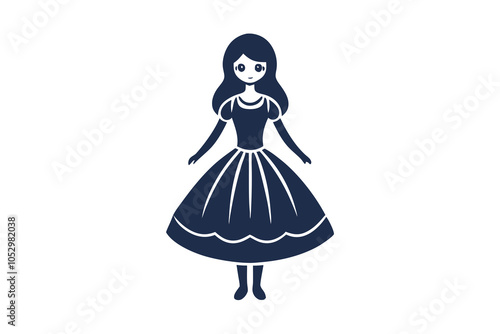 Doll in beautiful dress vector art illustration