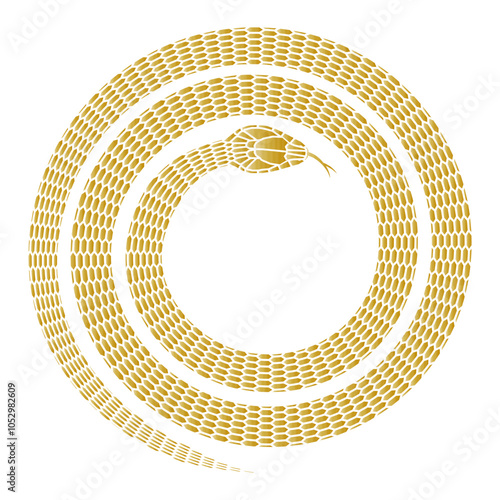 Golden snake coiled in a circle
