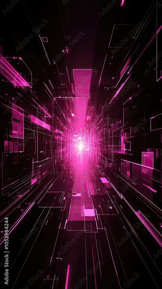 Digital Neon Tunnel: A mesmerizing journey through a futuristic, neon-lit tunnel, with vibrant pink hues and an ethereal glow. The abstract, geometric design evokes a sense of speed, energy. Digital Neon Tunnel: A mesmerizing journey through a futuristic, neon-lit tunnel, with vibrant pink hues and an ethereal glow. The abstract, geometric design evokes a sense of speed, energy.