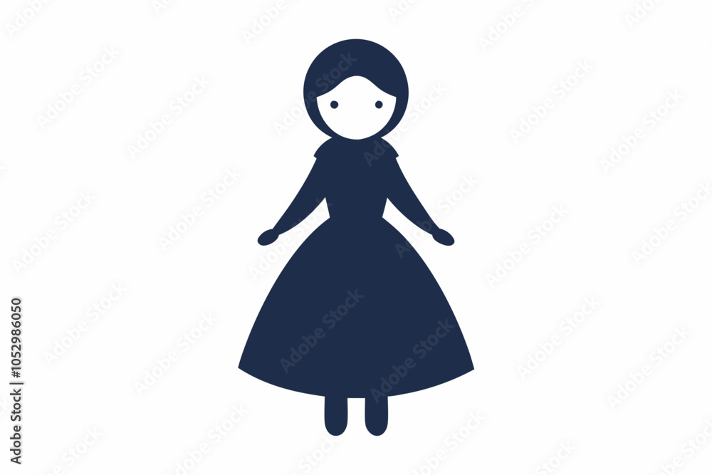 Doll in a dark blue dress isolated on white Doll in a dark blue dress isolated on white
