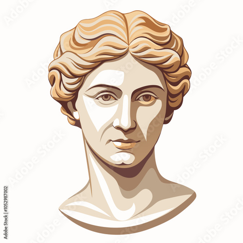 Classical Greek Statue of Venus in Monochrome Vector Art – Perfect for Design and Illustration Projects. Gypsum copy of ancient statue Venus head isolated. 