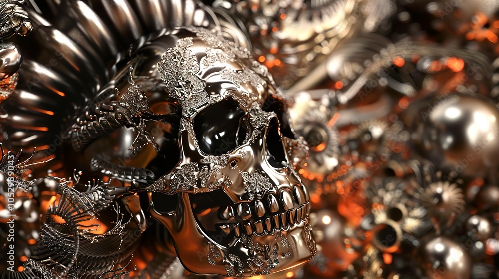 Chrome Skull: A Metallic Abstract Art Chrome Skull: A Metallic Abstract Art
