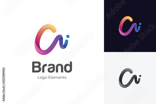 Letter ai identity logo design with multicolor shape icon design element, minimalist style for business technology and company identity