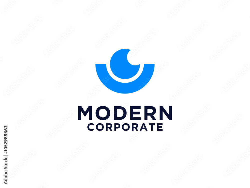 Abstract Eye Logo. Blue Circle Shape with Blue Eyeball inside isolated on White Background. Use for Business and Technology Logos. Abstract Eye Logo. Blue Circle Shape with Blue Eyeball inside isolated on White Background. Use for Business and Technology Logos.