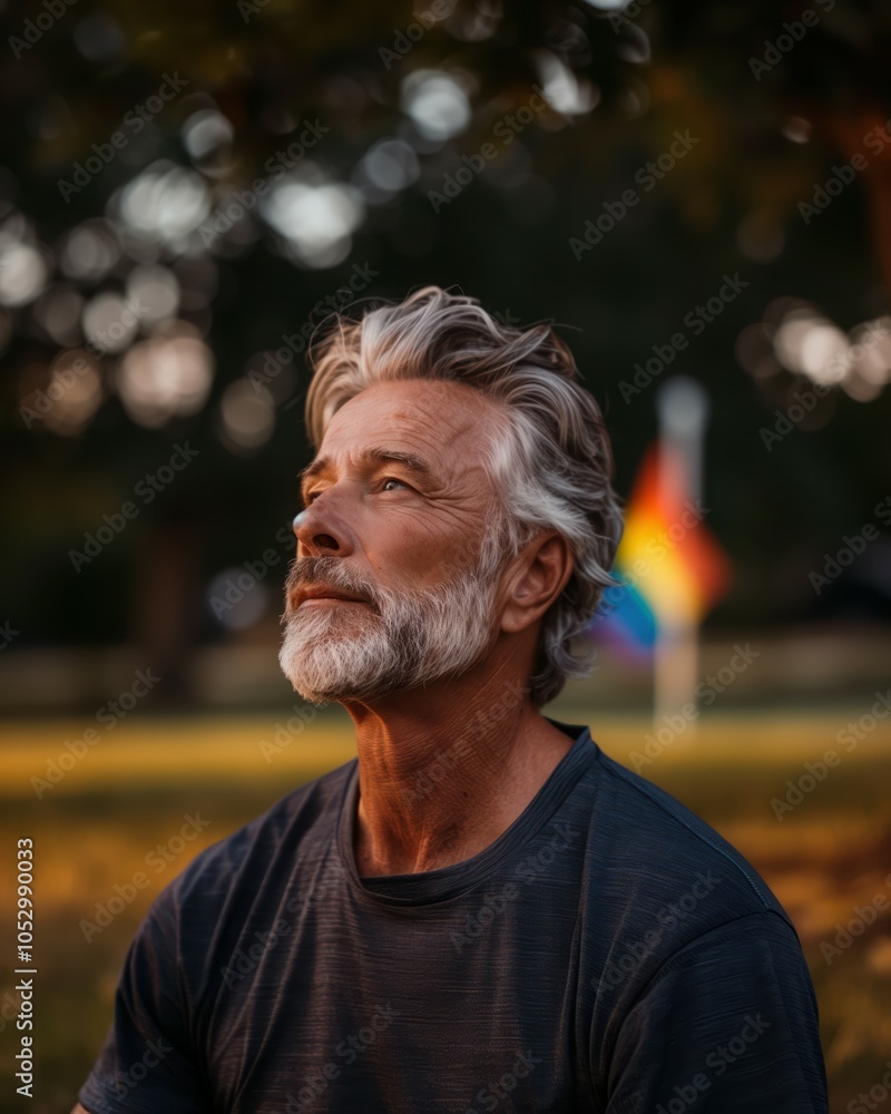 Thoughtful Senior Man with Gray Hair and Beard Thoughtful Senior Man with Gray Hair and Beard