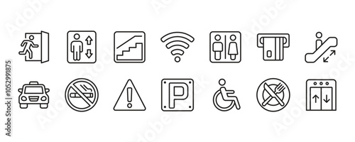 Public Sign Icon Set. Vector Graphic Illustration.
