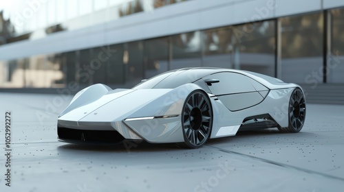 Craft a futuristic 3D model of an electric car that embodies the ethos of clean energy and forward thinking