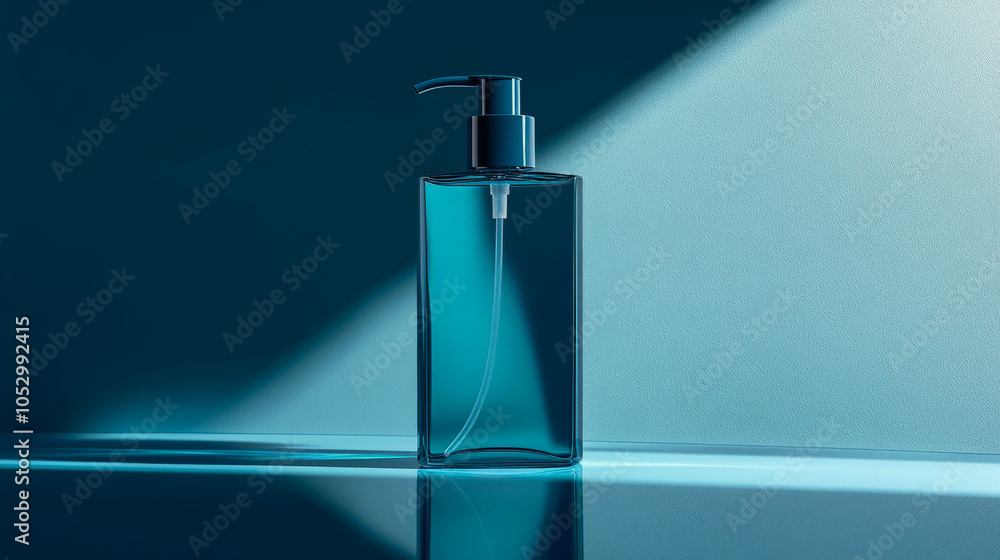High-end pack shot of a minimalist shampoo bottle High-end pack shot of a minimalist shampoo bottle