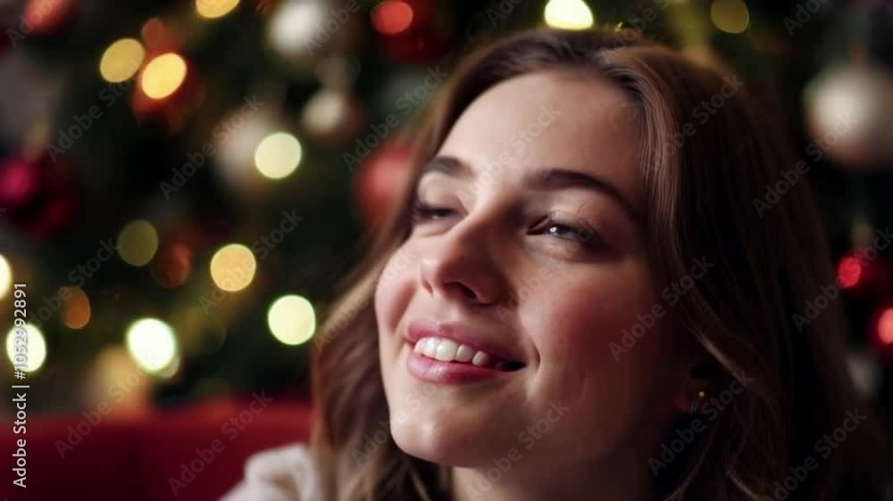 joyful portrait of young woman in cozy christmas atmosphere or cheerful Christmas portrait in warm and inviting atmosphere joyful portrait of young woman in cozy christmas atmosphere or cheerful Christmas portrait in warm and inviting atmosphere