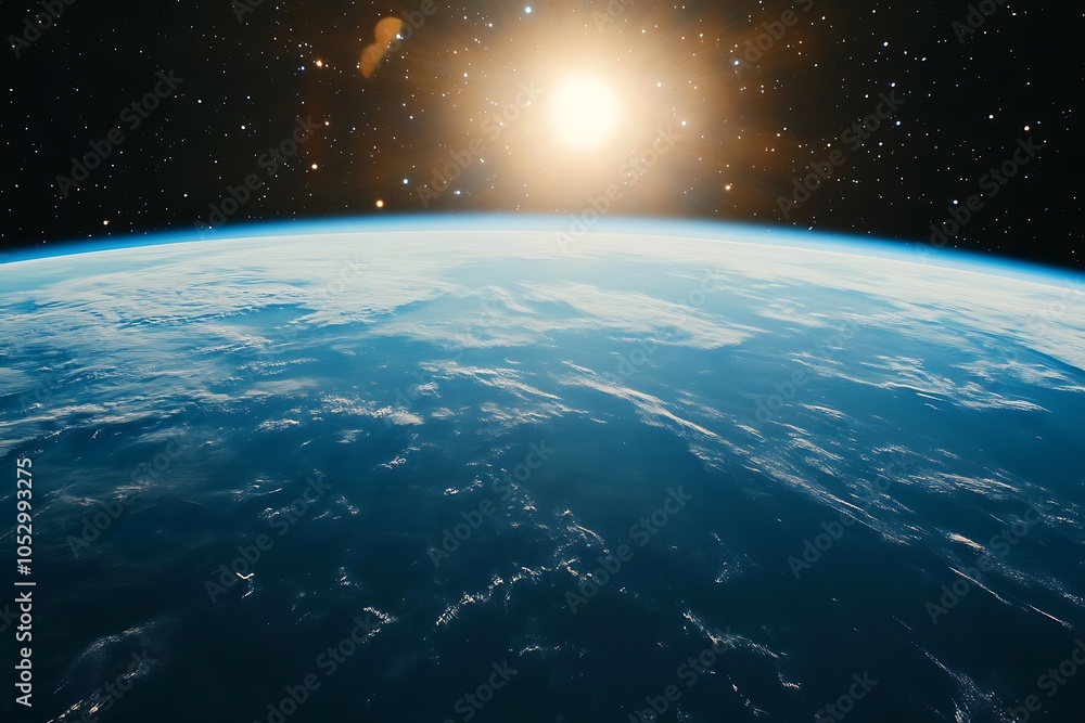 Earth from Space with a Glowing Sunrise Earth from Space with a Glowing Sunrise