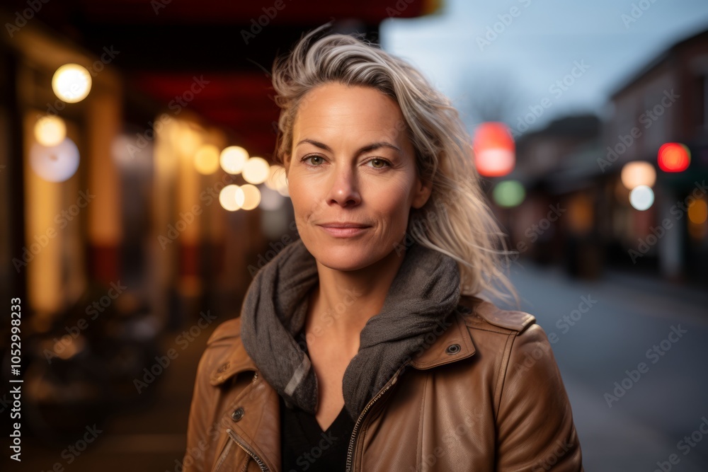 Portrait of a beautiful blonde woman in a city at night. Portrait of a beautiful blonde woman in a city at night.