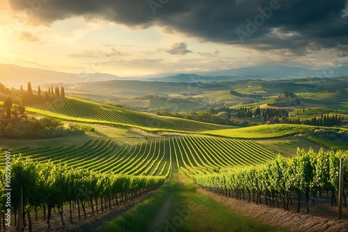 Wallpaper Mural Vineyard Sunset in Tuscany Torontodigital.ca