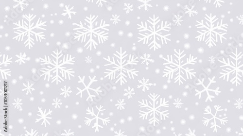 2410_098.elegant snowflake repeat pattern, crisp white geometric shapes, light cool gray background, playful dot details, contemporary winter aesthetic, seamless vector illustration