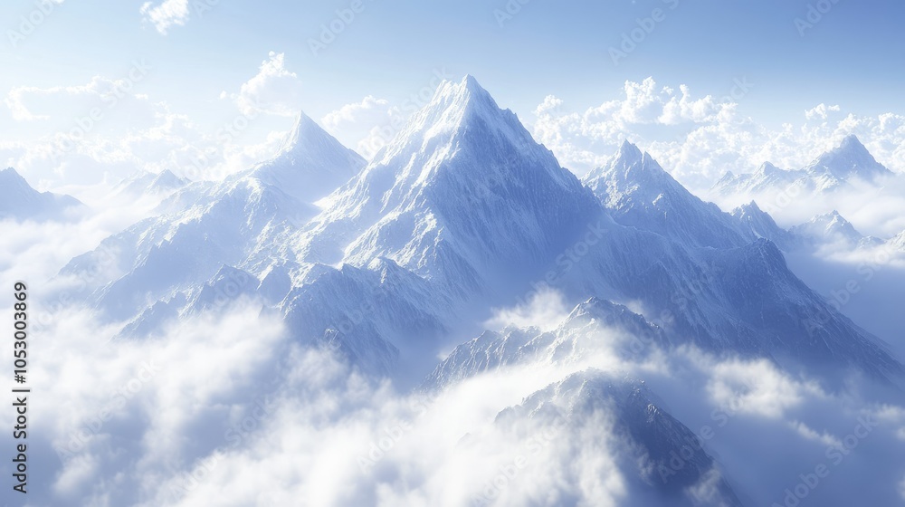 Obraz premium Above the Clouds, Majestic Mountain Peaks and Sky