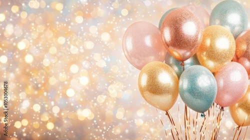 Festive Balloons with Sparkling Decorations for Celebration