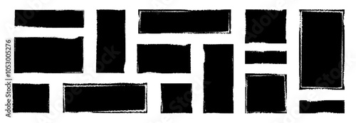 Box brush frame rough shape set. Text box frame rough grunge square paint shape element. Hand drawn crayon grunge brush rectangle text border. Vector illustration