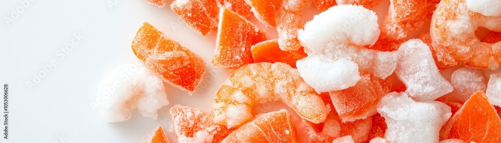 Fresh seafood medley, vibrant colors, white isolated background Fresh seafood medley, vibrant colors, white isolated background