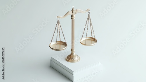 Golden scales of justice, white isolated background