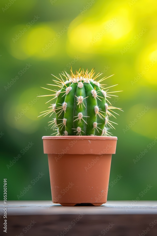 Mini cactus in a tiny pot, isolated to showcase simplicity and charm Mini cactus in a tiny pot, isolated to showcase simplicity and charm