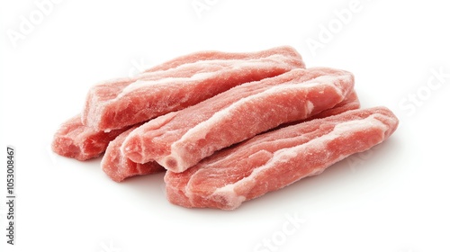 Raw pork ribs on a white isolate background. photo