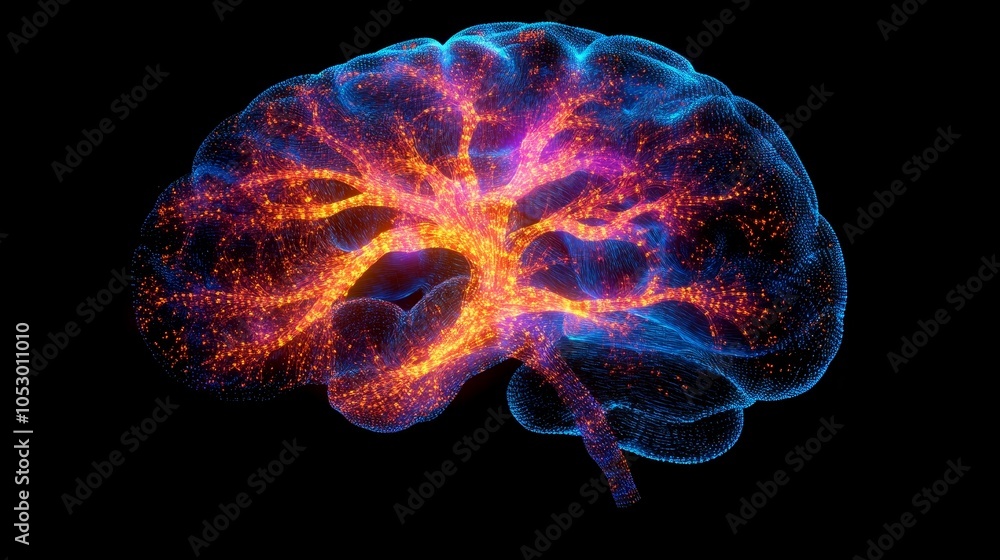 Fractal brain with glowing nerve synapses in vibrant colors, depicting cognitive skills, educational research, and enhancing adaptive learning potential Fractal brain with glowing nerve synapses in vibrant colors, depicting cognitive skills, educational research, and enhancing adaptive learning potential