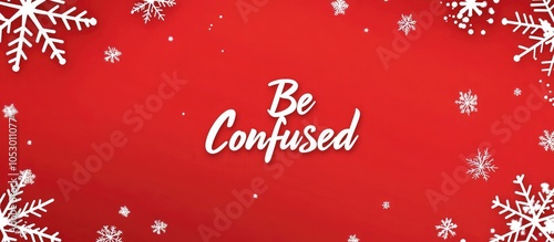 Red background with falling snowflakes, flat design, vector illustration, with white space at the top and bottom of the frame