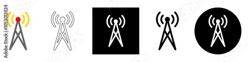 Radio tower or transmitter antenna  vector pictogram sign icon symbol ui and ux design, glyphs and stroke line	