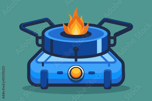 Beautiful portable gas stove with burner vector illustration