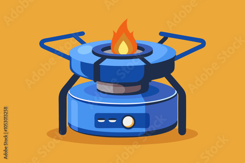  Beautiful portable gas stove with burner vector illustration