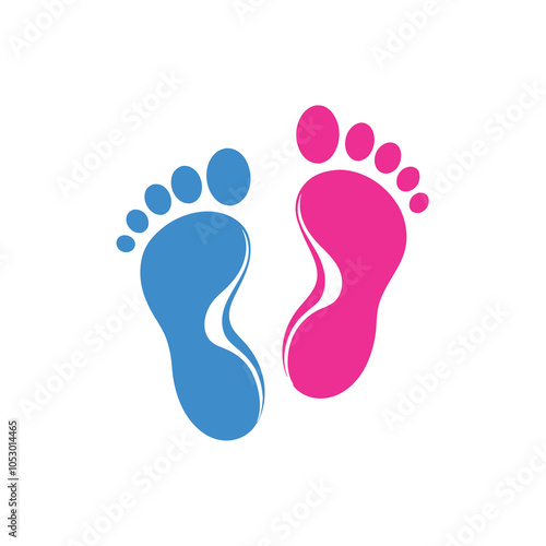 Pink and Blue Baby Footprint Icon Set – Baby Footprint  Isolated on White Background.