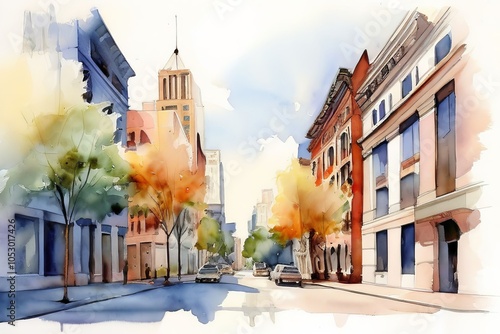 apply a watercolor style to urban scenes softening the harsh lin photo