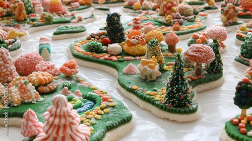 Colorful Candyland Landscape with Sweet Treats photo