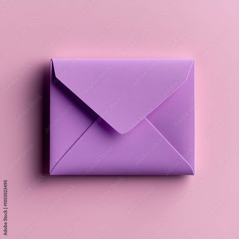 Purple envelope on pink background Purple envelope on pink background