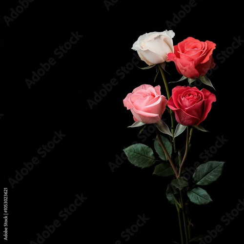 Rose bouquet with varying shades of red and pink, isolated for romance