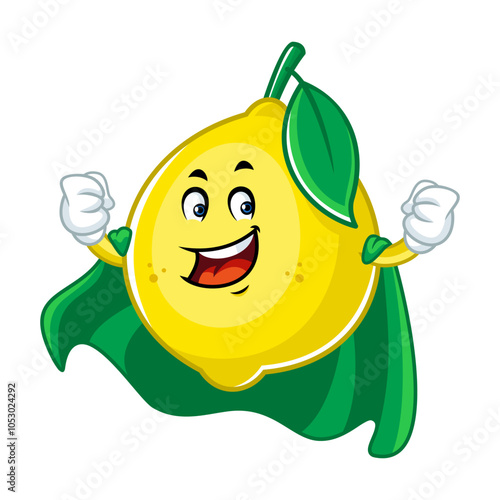 Superhero Lemon Fruit Cartoon Mascot Character Design.