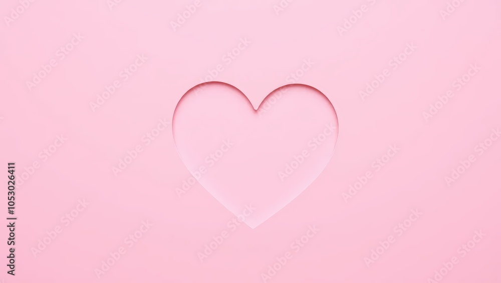 Pink Heart Shape Cutout on Paper Background Pink Heart Shape Cutout on Paper Background